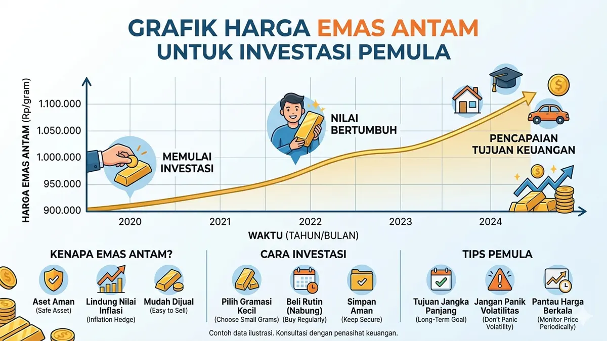 Grafik harga emas Antam untuk investasi emas bagi pemula